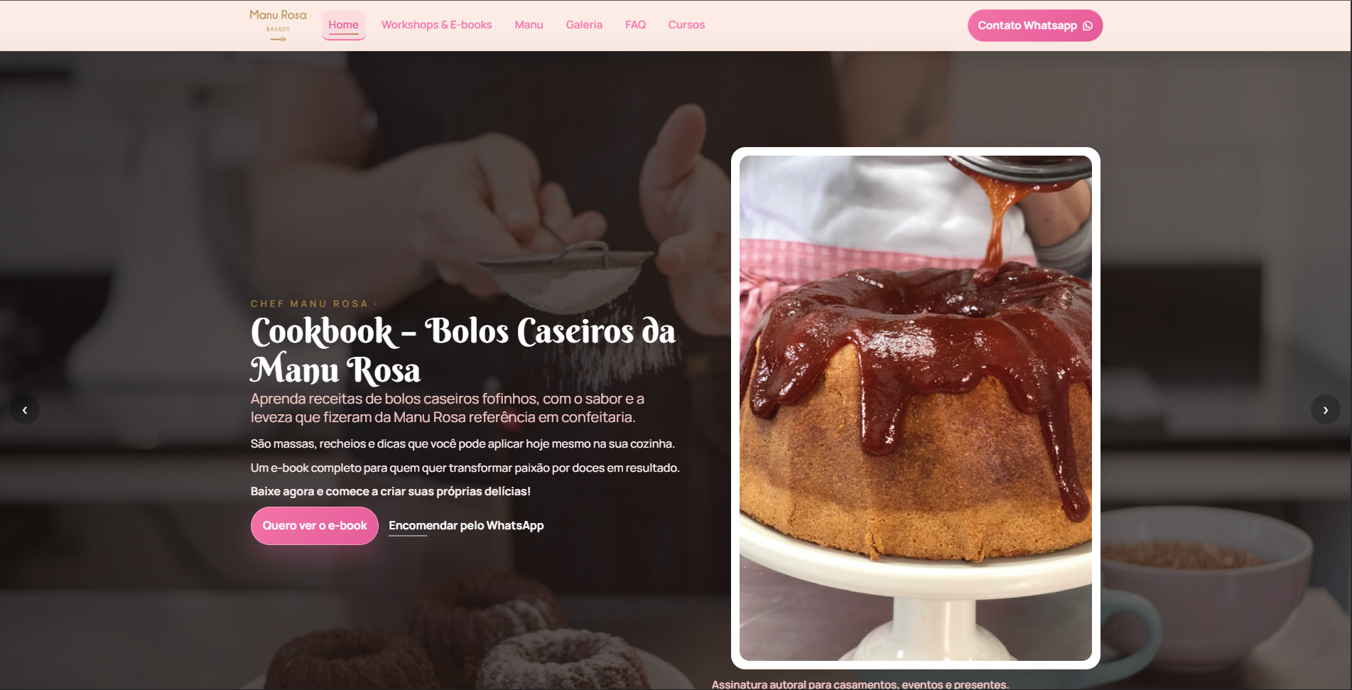 Preview do site Manu Rosa Bakery