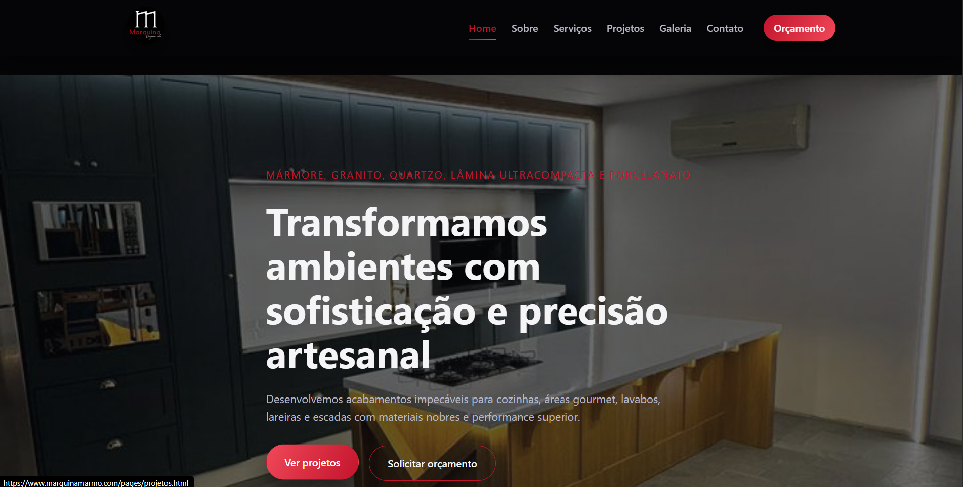 Preview do site institucional Marquina Mármores