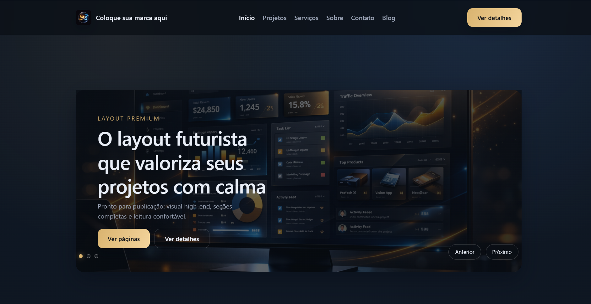 Preview da interface Neon UI Assets