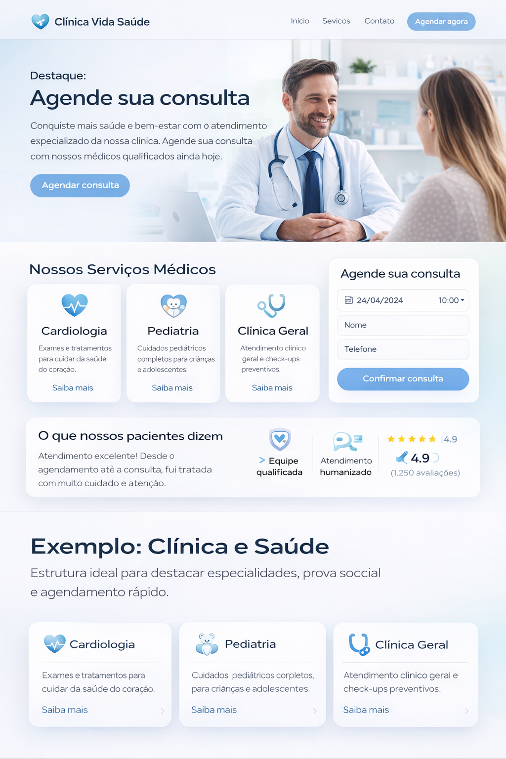 Exemplo de landing page para servicos locais