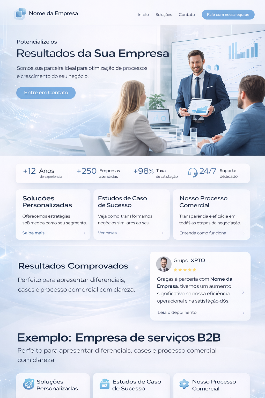 Exemplo de site institucional para empresas B2B